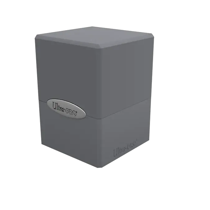 Gray satin cube from THE MIGHTY HOBBY SHOP with smooth, shiny surface and cube shape, perfect for decorative or crafting purposes.