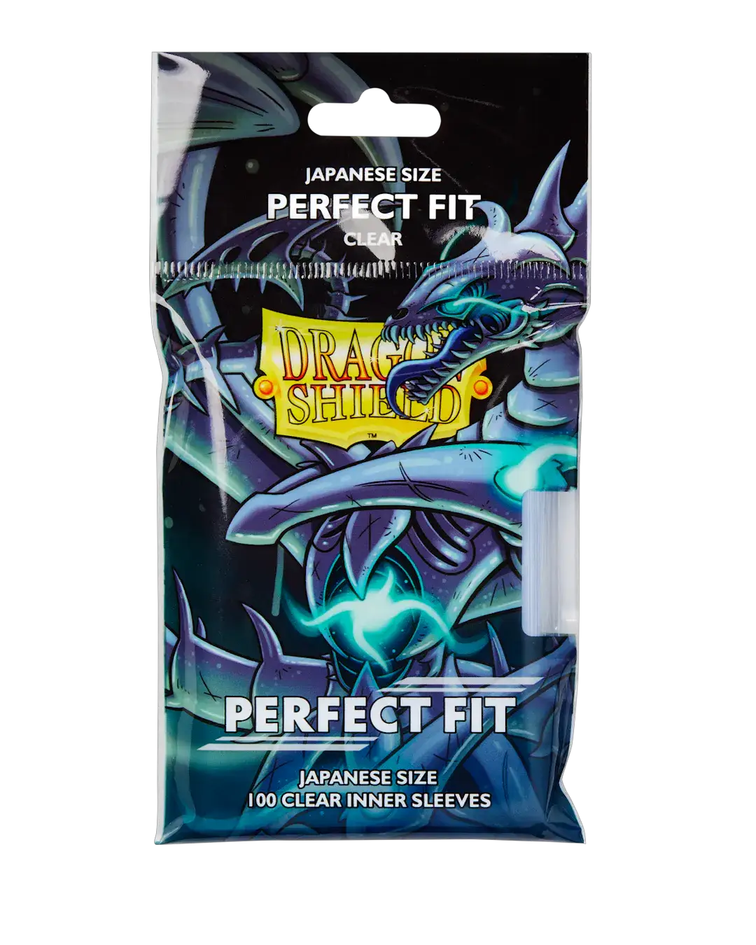Clear top-loading perfect fit sleeves for trading cards, designed by THE MIGHTY HOBBY SHOP, shown in the image.