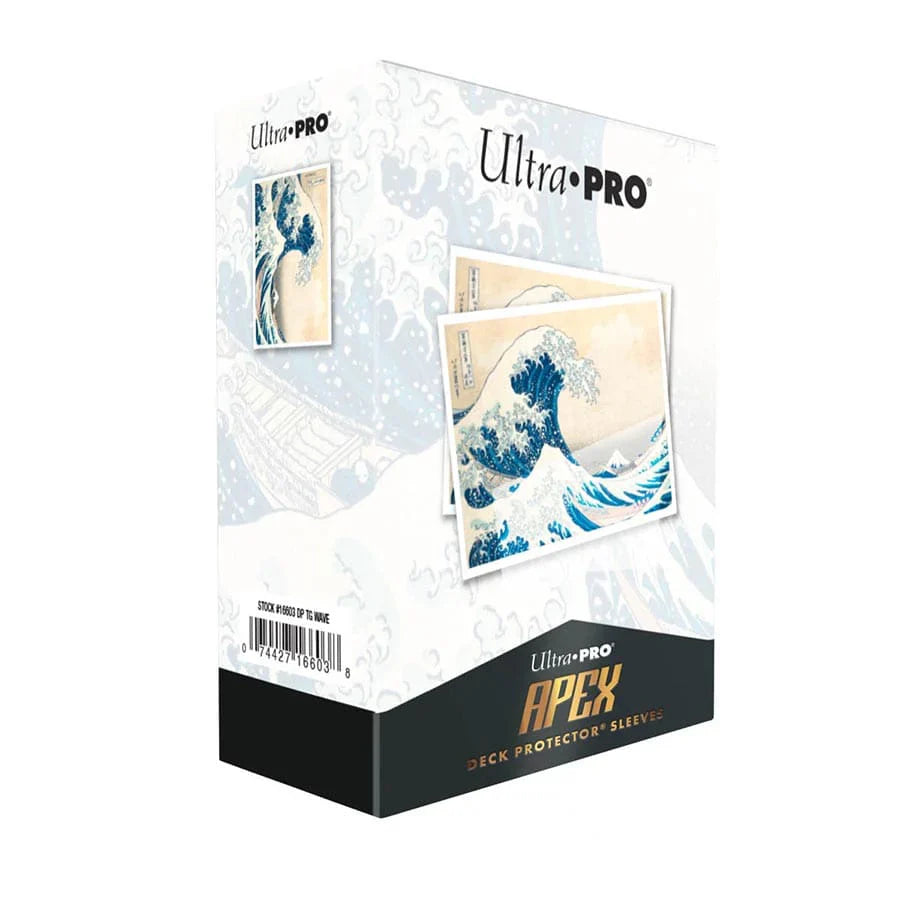 Apex Deck Protector sleeves featuring The Great Wave Off Kanagawa design, 105-count pack, ideal for card protection by THE MIGHTY HOBBY SHOP.