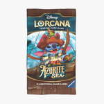 Disney Lorcana Azurite Sea booster pack by THE MIGHTY HOBBY SHOP featuring colorful cards from the Azurite Sea set.