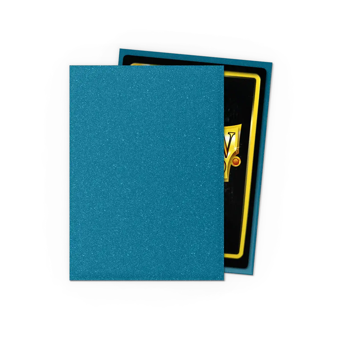 Matte Amazonite Dragon Shield sleeves for trading cards, featuring sparkling blue-green gemstone design in a protective card sleeve