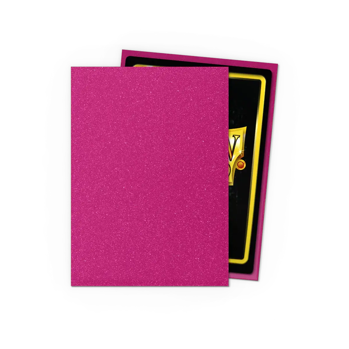 Pink sapphire matte Dragon Shield sleeves with sparkles, designed for collectible card protection, by THE MIGHTY HOBBY SHOP.