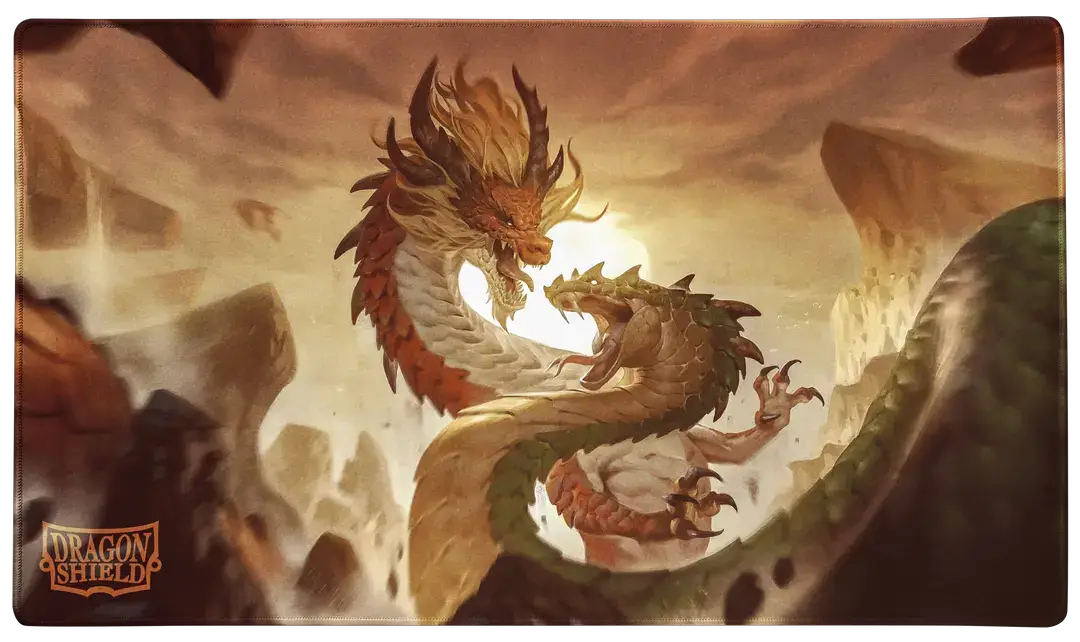 Wood Snake Dragon Shield TCG Playmat featuring detailed artwork for card game protection and play.