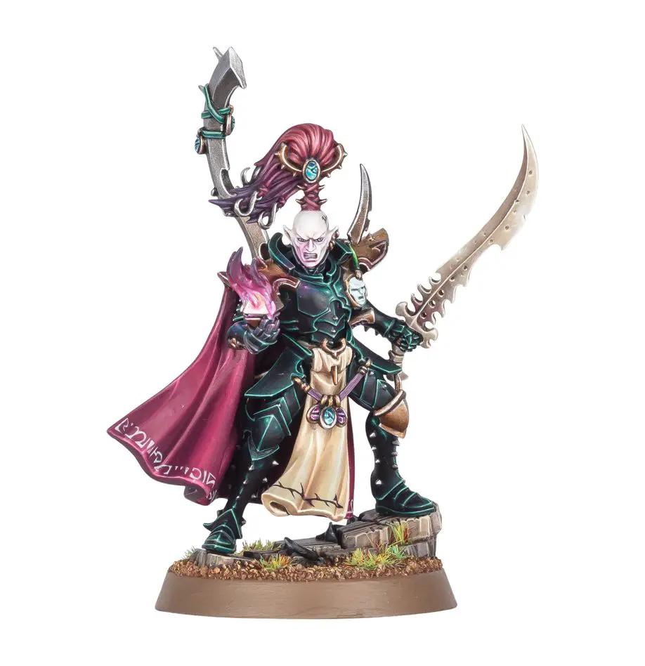 Dark Eldar Drukhari Archon miniature from THE MIGHTY HOBBY SHOP, detailed figure with ornate armor and weaponry.
