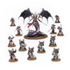 Emperor’s Children Blissbound Warband miniatures from Warhammer 40K, featuring ornate armor and detailed weaponry in vibrant colors.