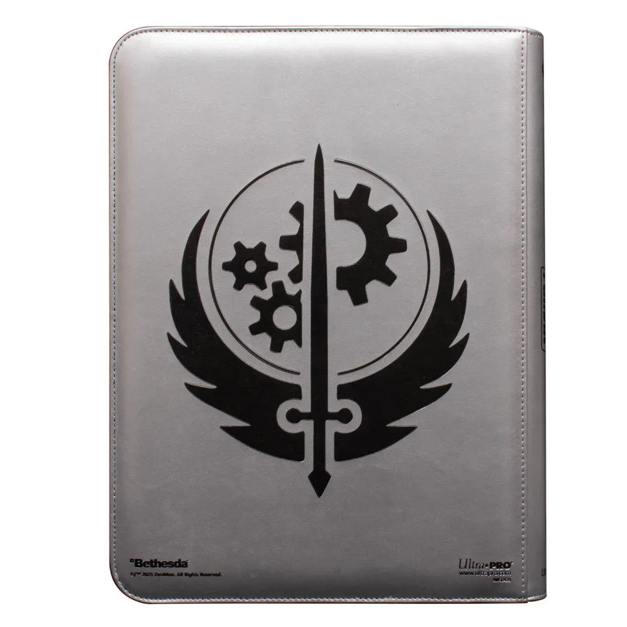 Fallout Brotherhood of Steel 9-pocket zippered PRO-Binder for tabletop gaming, featuring themed artwork and durable design.