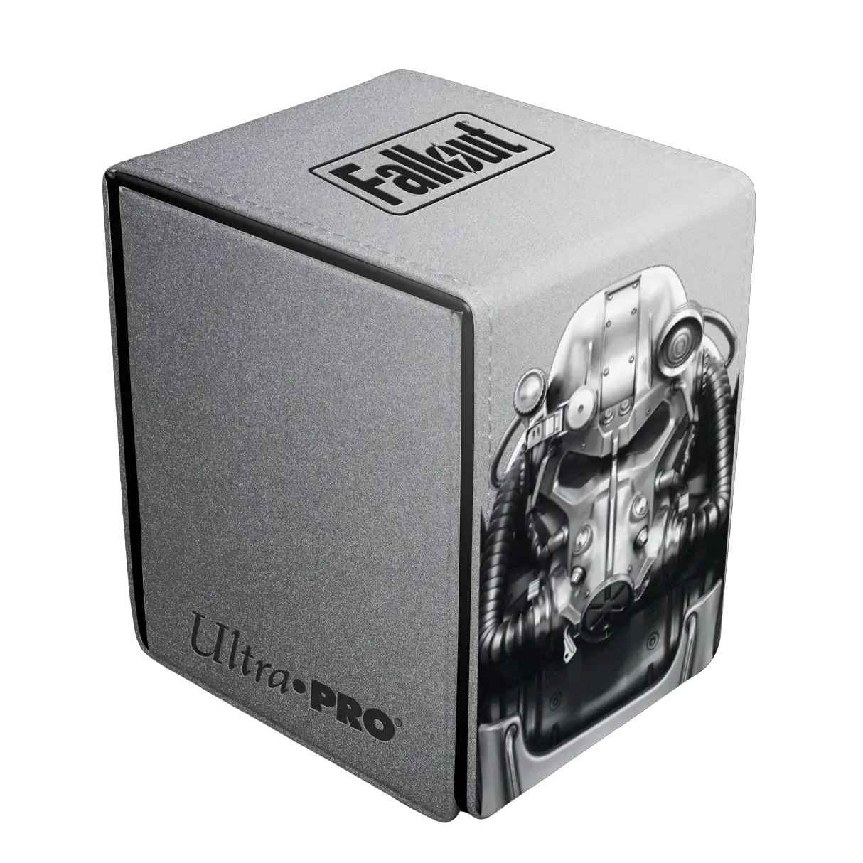 Fallout Brotherhood of Steel Alcove Flip Deck Box for tabletop gaming, featuring metal design and secure flip lid.