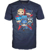 Funko POP! Tees Captain America 80th Across the Years T-shirt in size small, Collector Corps exclusive, featuring Captain America graphic.