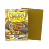 Gold matte standard-sized card sleeves from THE MIGHTY HOBBY SHOP, shown in a flat box layout.