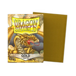 Gold matte standard-sized card sleeves from THE MIGHTY HOBBY SHOP, shown in a flat box layout.