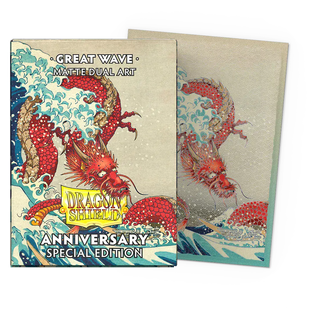Matte dual art sleeves featuring the Great Wave design, standard size, ideal for protecting trading cards.