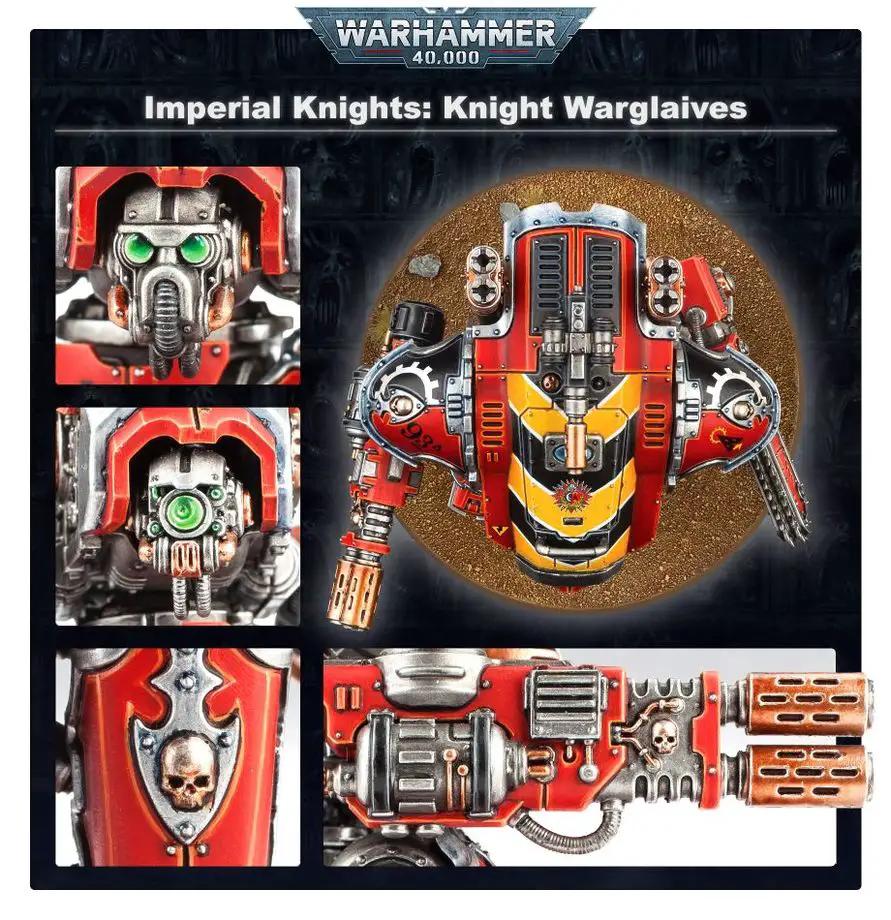 Imperial Knights Knight Armigers with Warglaives, detailed model from THE MIGHTY HOBBY SHOP.