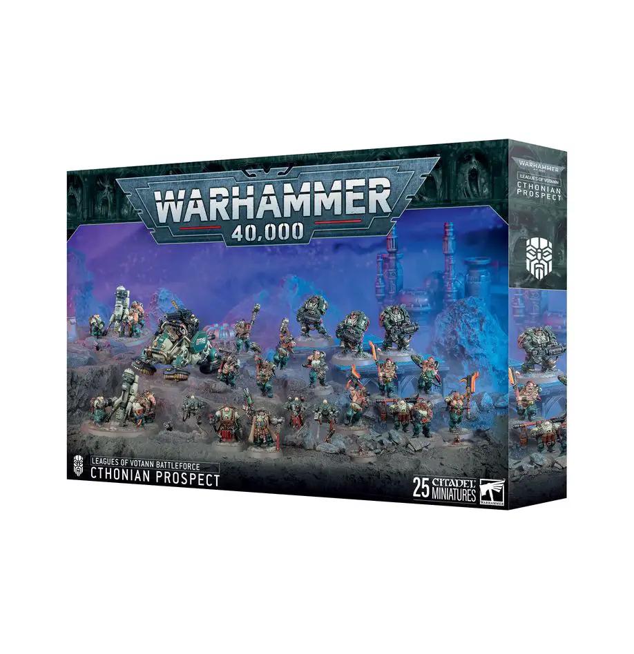Leagues of Votann Cthonian Prospect Battleforce model from THE MIGHTY HOBBY SHOP, featuring detailed miniature figures and terrain pieces.