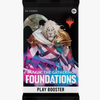 Magic: The Gathering Foundations Play Booster Pack by THE MIGHTY HOBBY SHOP, featuring colorful trading card artwork.