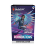 Screenshot of Magic: The Gathering Foundations Starter Collection box, featuring colorful card artwork and game components.
