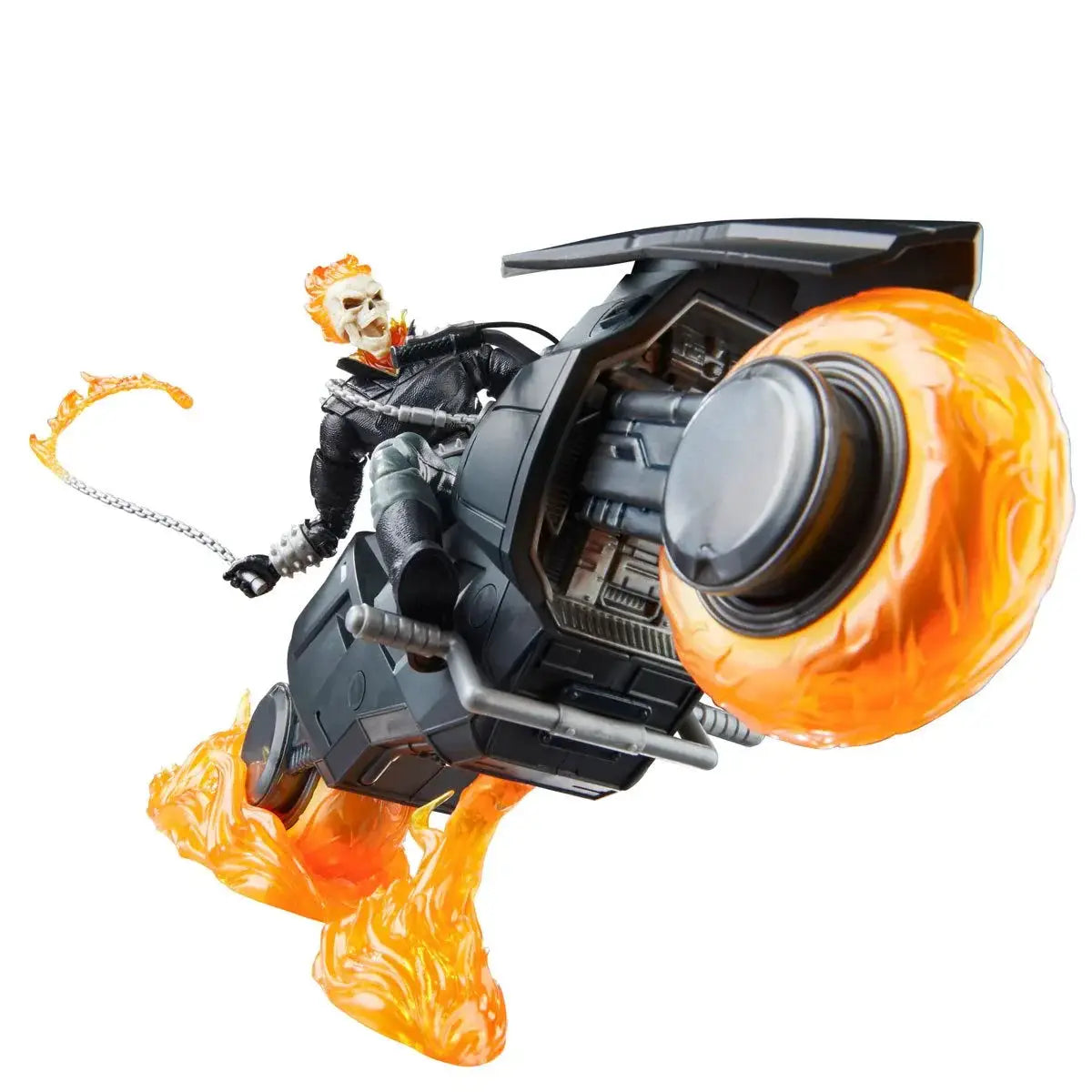 Marvel Legends Ghost Rider (Danny Ketch) action figure with motorcycle, detailed figure showcasing fiery skull and motorcycle accessories