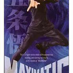 Maximatic Satoru Gojo action figure from THE MIGHTY HOBBY SHOP, detailed figure with blue outfit and eye mask from Jujutsu Kaisen.
