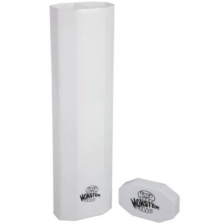 White dual playmat tube with a white cap, designed for storing and protecting large gaming or play mats.