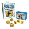 One Piece Premium Dice Set from THE MIGHTY HOBBY SHOP featuring colorful, intricately designed gaming dice for tabletop games.