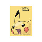 Pikachu Pokémon deck protector sleeves featuring Pikachu's face in a 65-count pack from THE MIGHTY HOBBY SHOP.