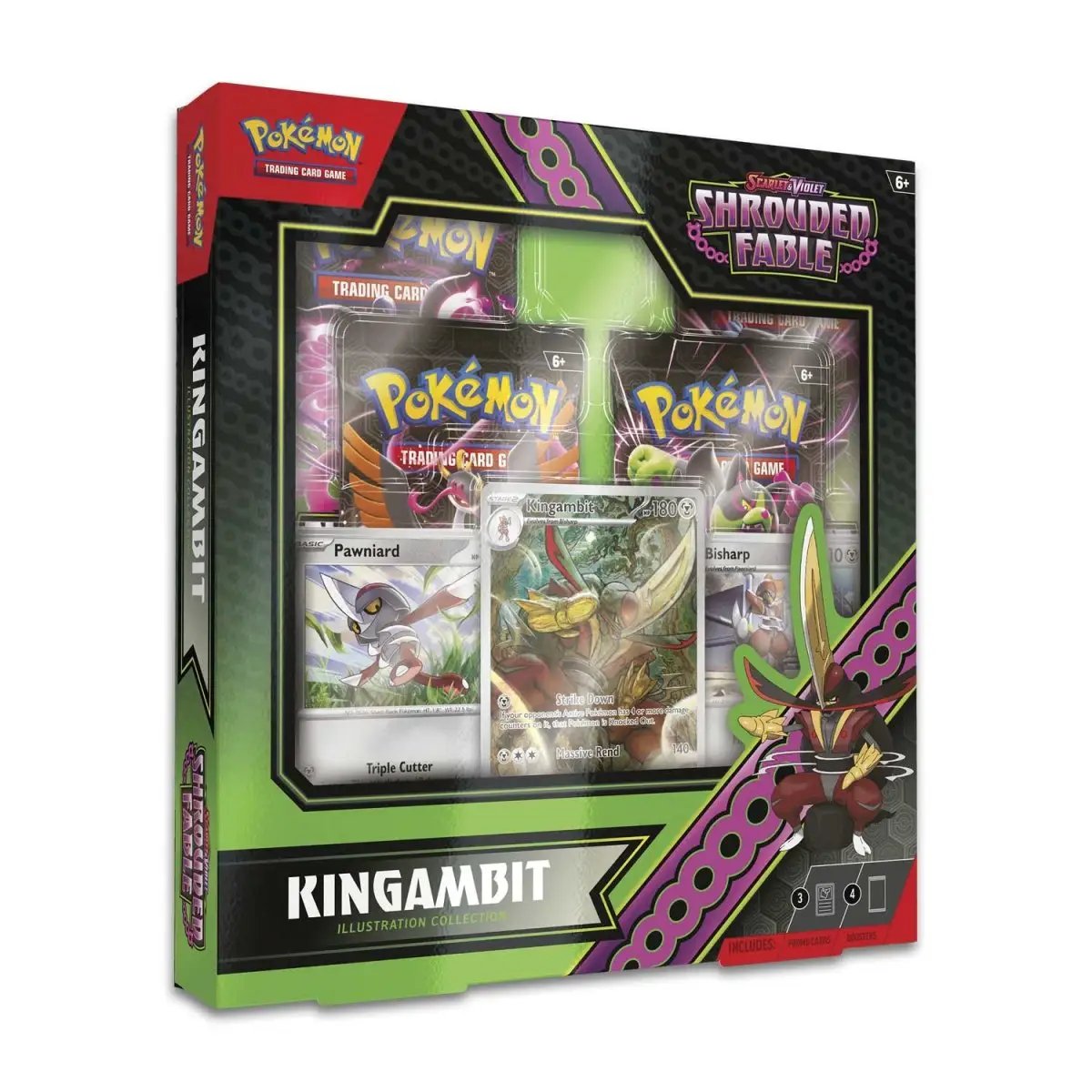 Illustration of Kingambit from Pokémon TCG Scarlet & Violet-Shrouded Fable Collection, detailed artwork on card.