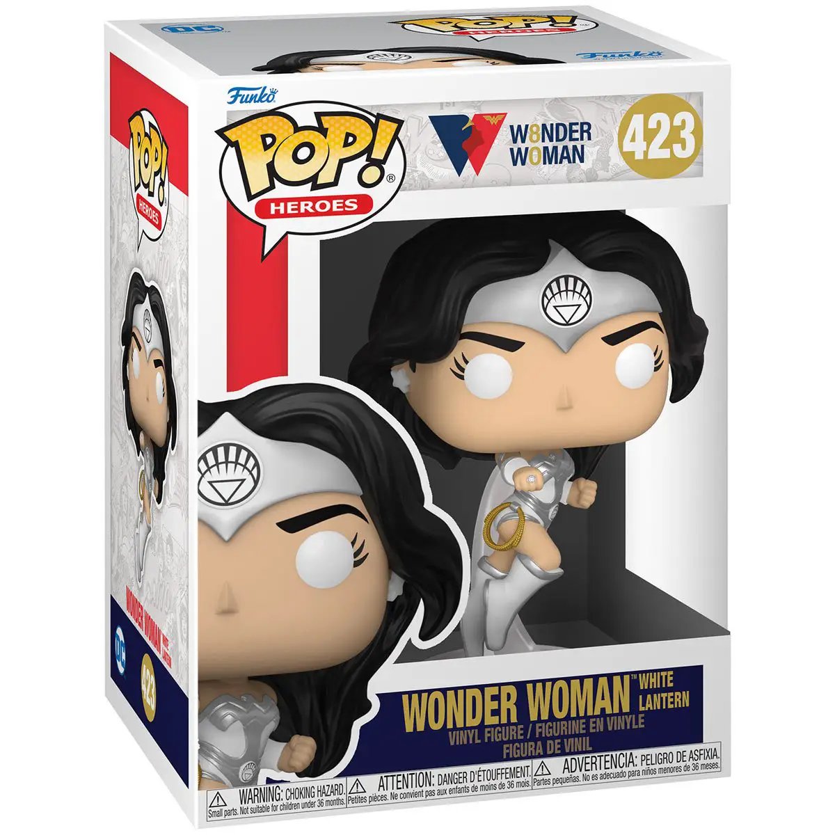 Wonder Woman 80th Anniversary POP! Heroes figure featuring White Lantern costume, collectible toy from THE MIGHTY HOBBY SHOP