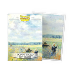 Flat image of Poppy Field Classic Art sleeves by THE MIGHTY HOBBY SHOP, standard size, showing colorful floral design on transparent card sleeves.