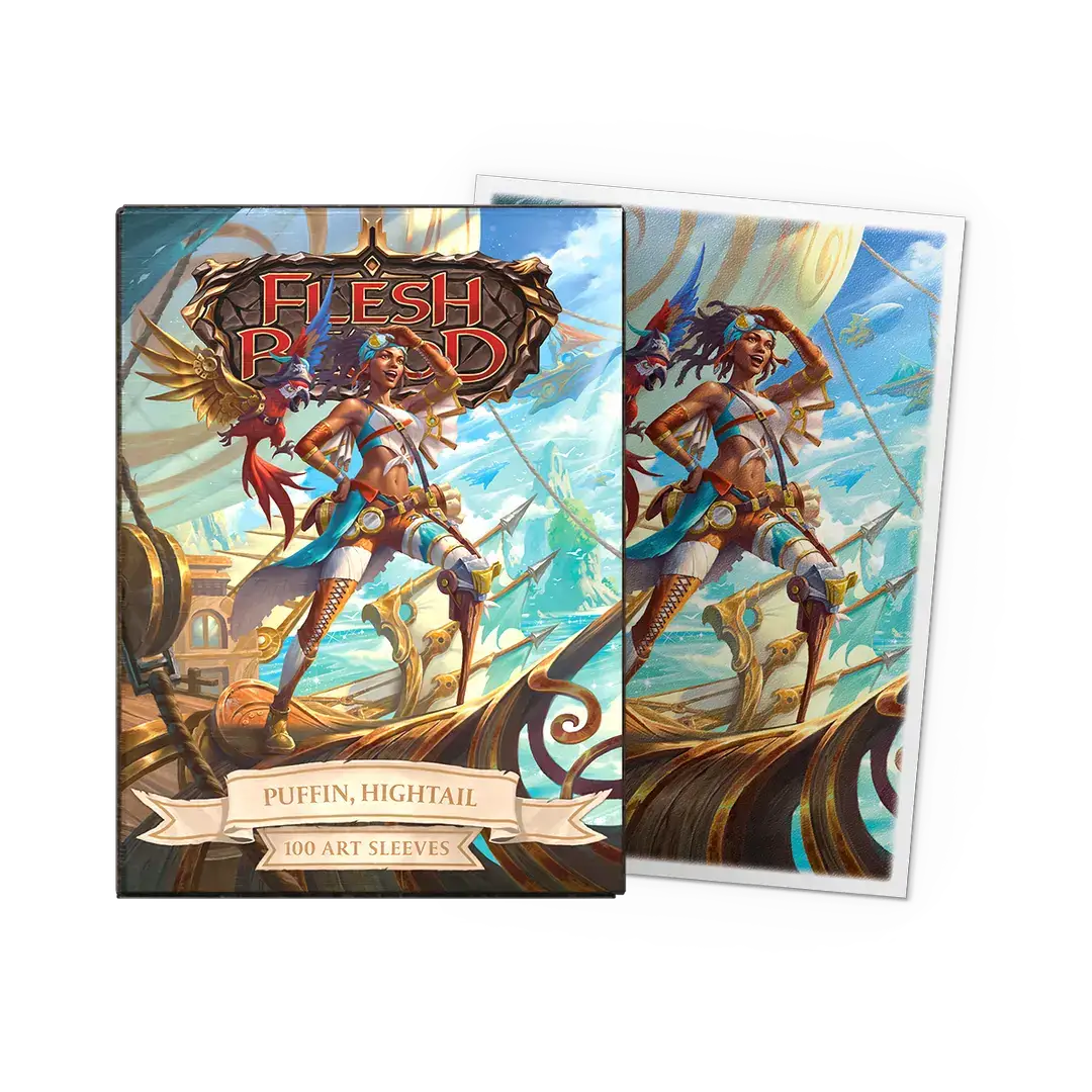 Matte art sleeves featuring Puffin, Hightail design, standard size, ideal for trading cards or collectibles.