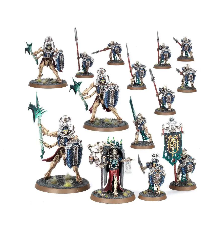Ossiarch Bonereapers Heralds of the Bone-tithe miniature from Regiment of Renown set by THE MIGHTY HOBBY SHOP, detailed undead figure.