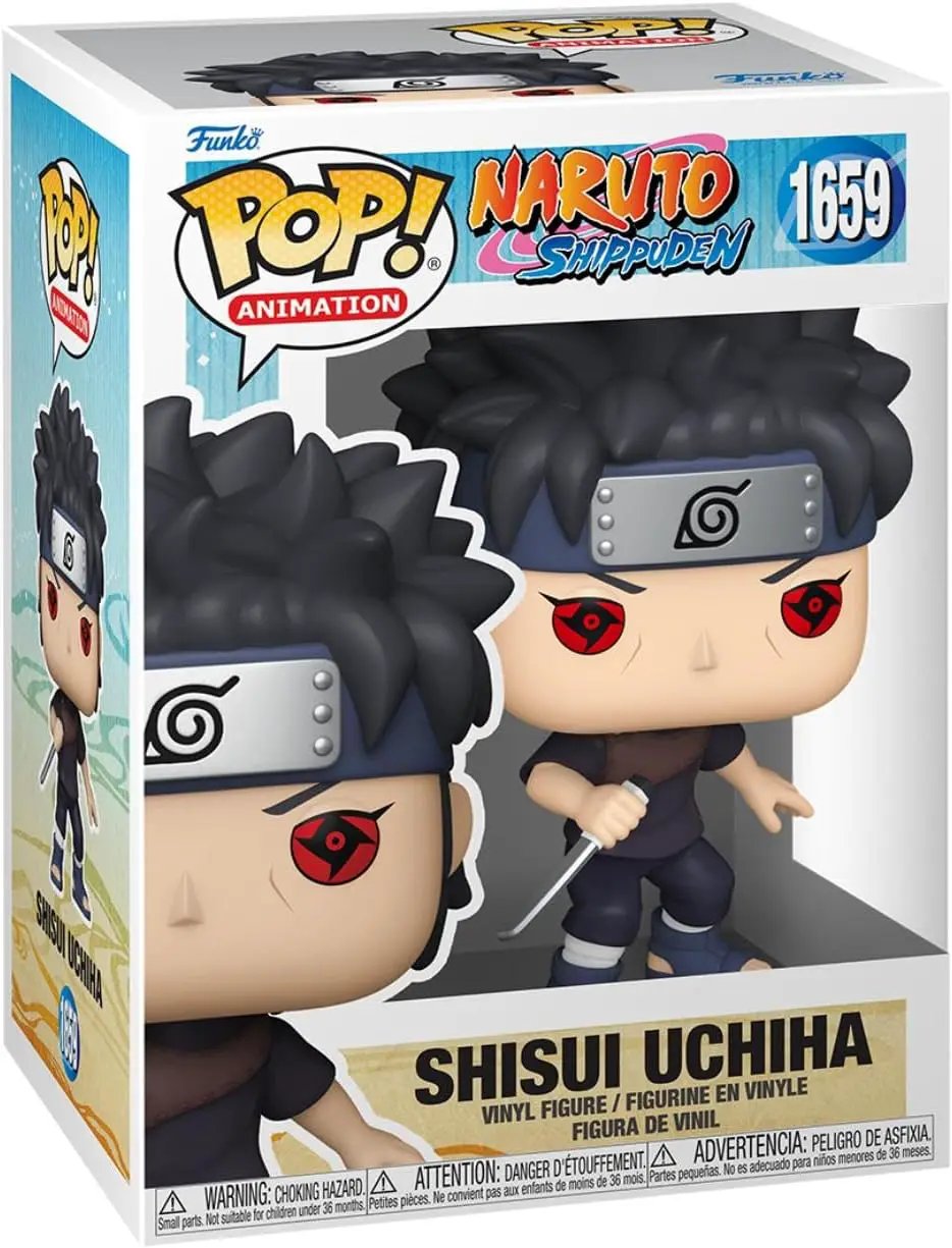 Shisui Uchiha action figure from THE MIGHTY HOBBY SHOP, detailed figure with black hair and Sharingan eye, posed for display.