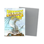 Silver matte standard size sleeves for trading cards, featuring a sleek, smooth finish and snug fit, by THE MIGHTY HOBBY SHOP.