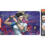 Street Fighter 6 Chun-Li Challenger Series playmat with colorful artwork, featuring Chun-Li in a dynamic pose for fighting game fans.