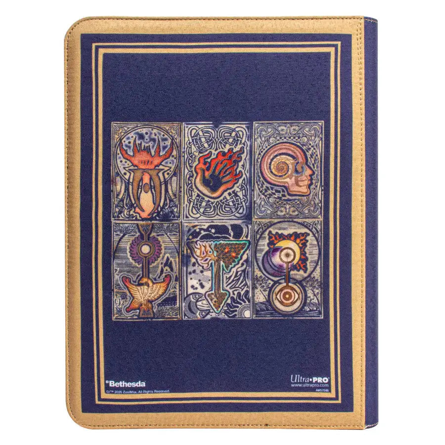 The Elder Scrolls Mages Guild 9-pocket zippered PRO-BINDER® for tabletop gaming, showing the back cover with Mages Guild emblem.