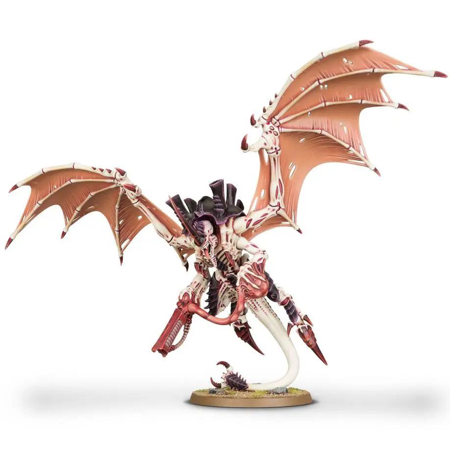 Winged Hive Tyrant model from Tyranids, with detailed insect-like features and large wings, assembled and painted for tabletop gaming.