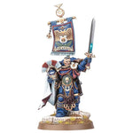 Ultramarines Cato Sicarius miniature from Warhammer 40K, detailed model with space marine armor and weaponry.