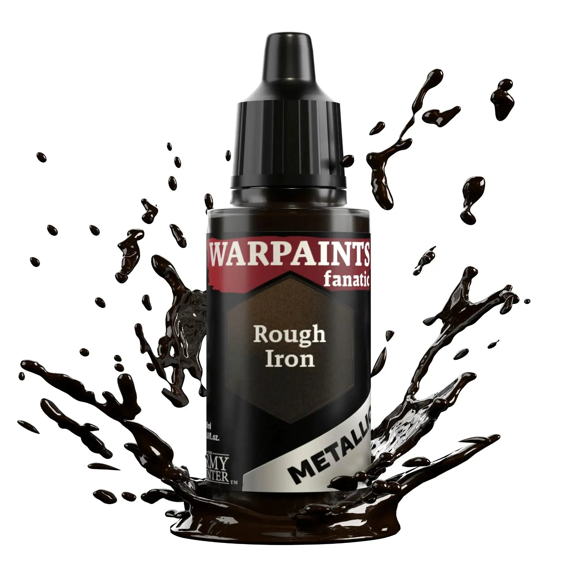 Warpaints Fanatic Metallic Rough Iron paint bottle from THE MIGHTY HOBBY SHOP, featuring a metallic iron color for miniature painting.