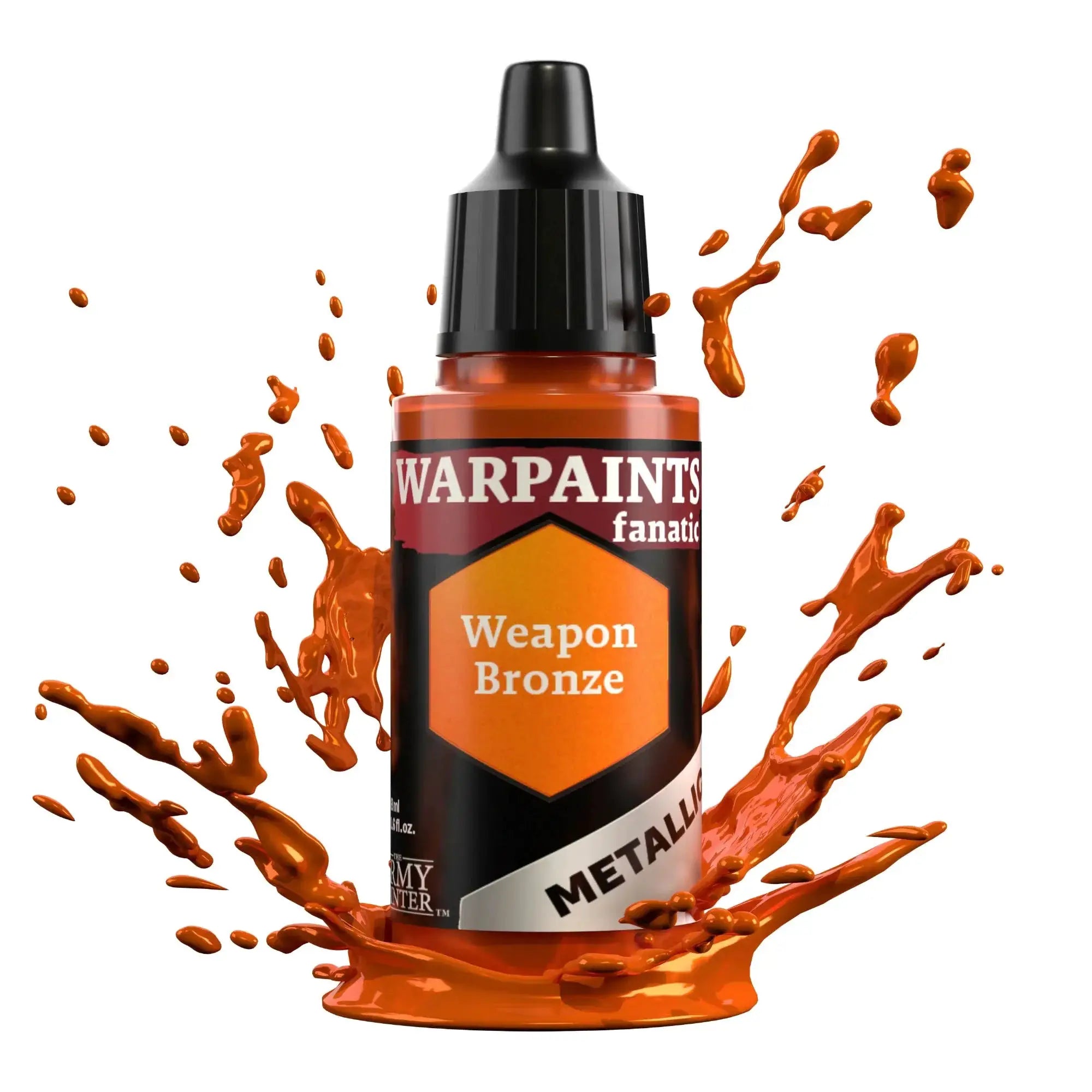 Warpaints Fanatic Metallic Weapon Bronze, metallic paint by THE MIGHTY HOBBY SHOP, shown in a close-up image.