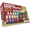 Warpaints Fanatic Most Wanted Set of miniature painting paints by THE MIGHTY HOBBY SHOP, featuring vibrant color bottles.