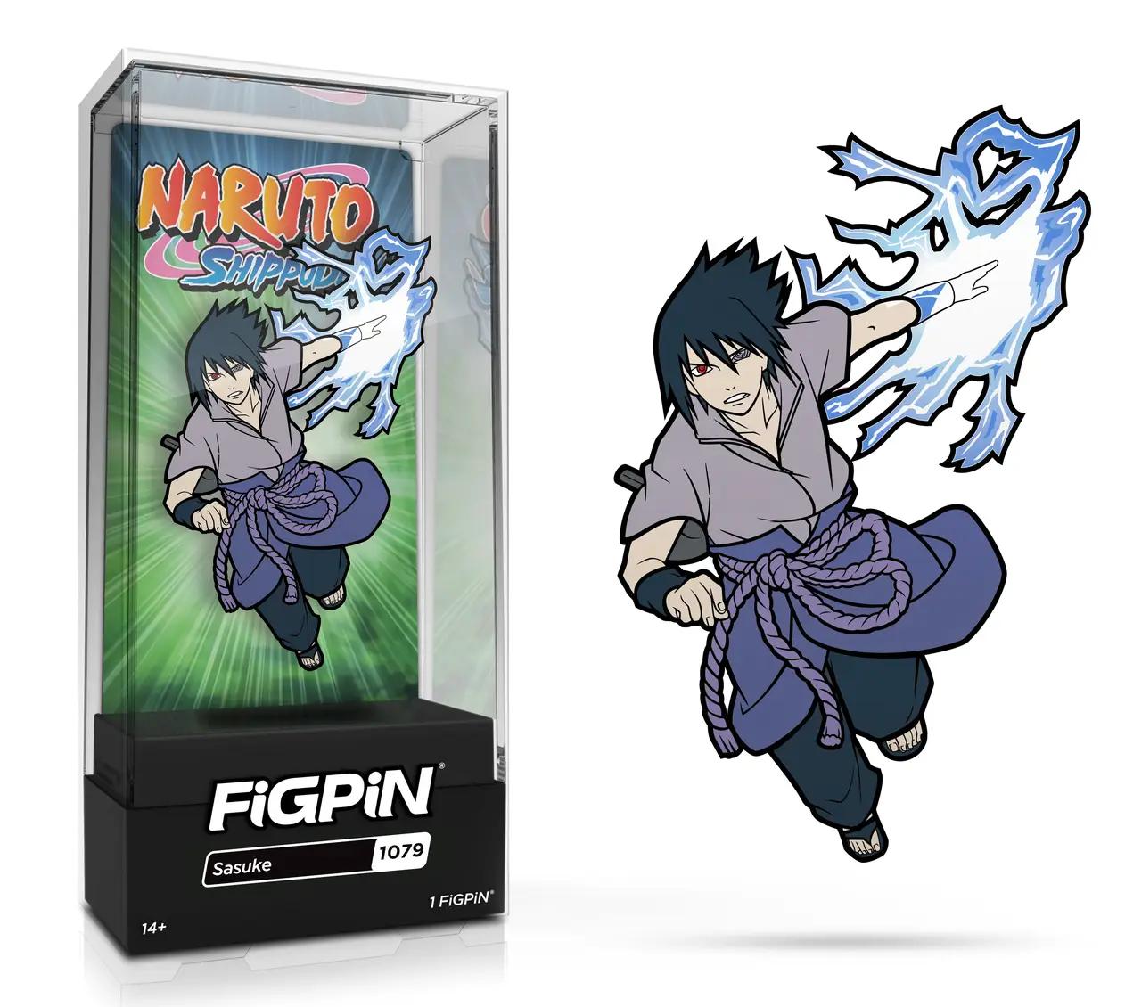 Naruto Shippuden Sasuke enamel pin by THE MIGHTY HOBBY SHOP, collectible GITD design, LE 1000, detailed character pin.