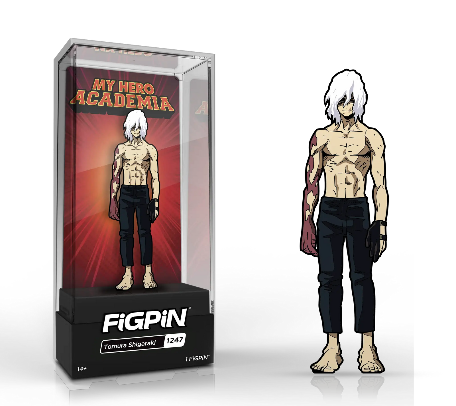 FiGPiN Classic enamel pin featuring Tomura Shigaraki from My Hero Academia with detailed character design.