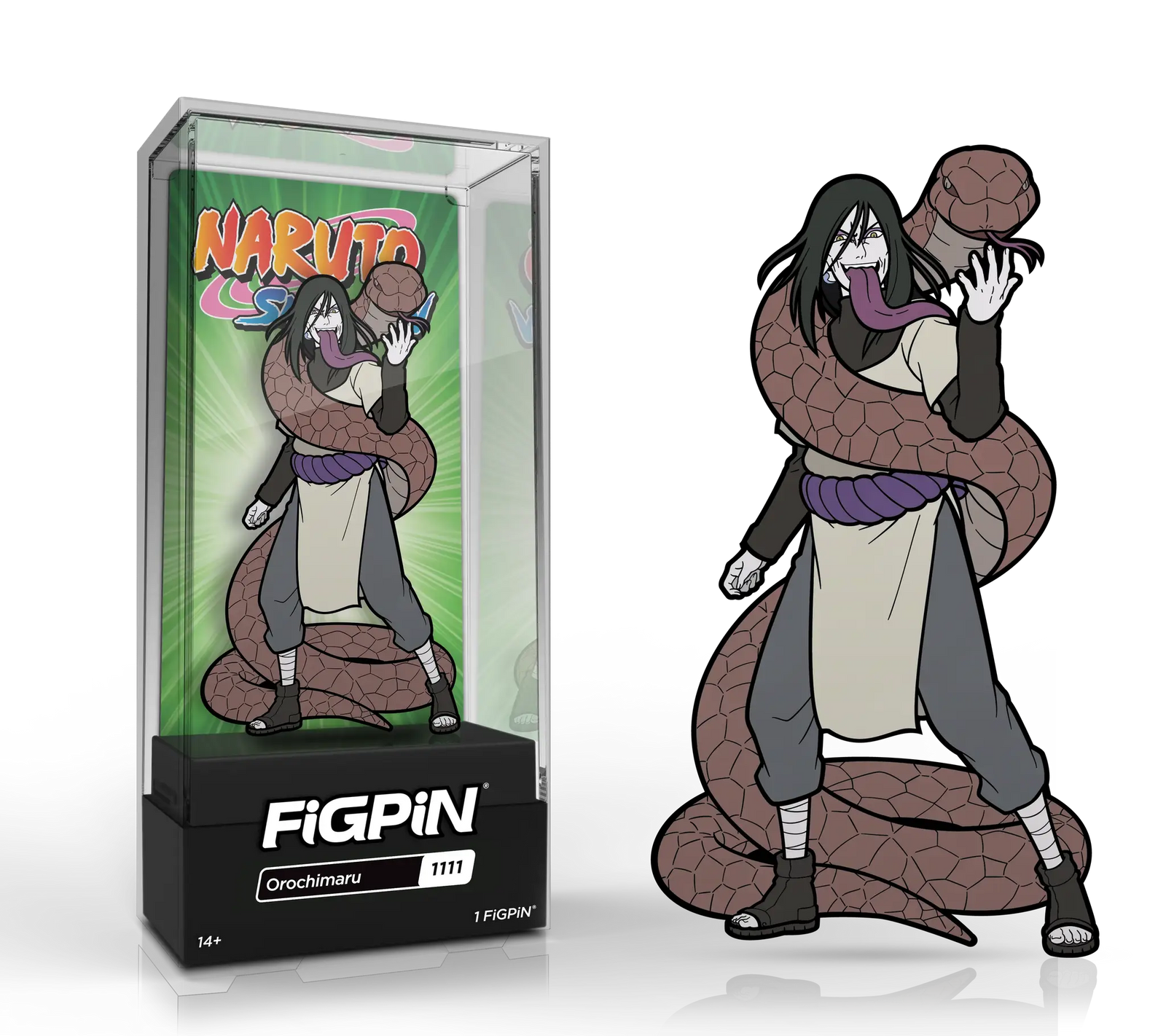 FiGPiN Classic enamel pin featuring Orochimaru from Naruto Shippuden, showcasing detailed design and vibrant colors.