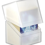 Ultimate Guard Boulder 80+ storage box for trading cards, black plastic with secure lid and easy access for card collection organization.