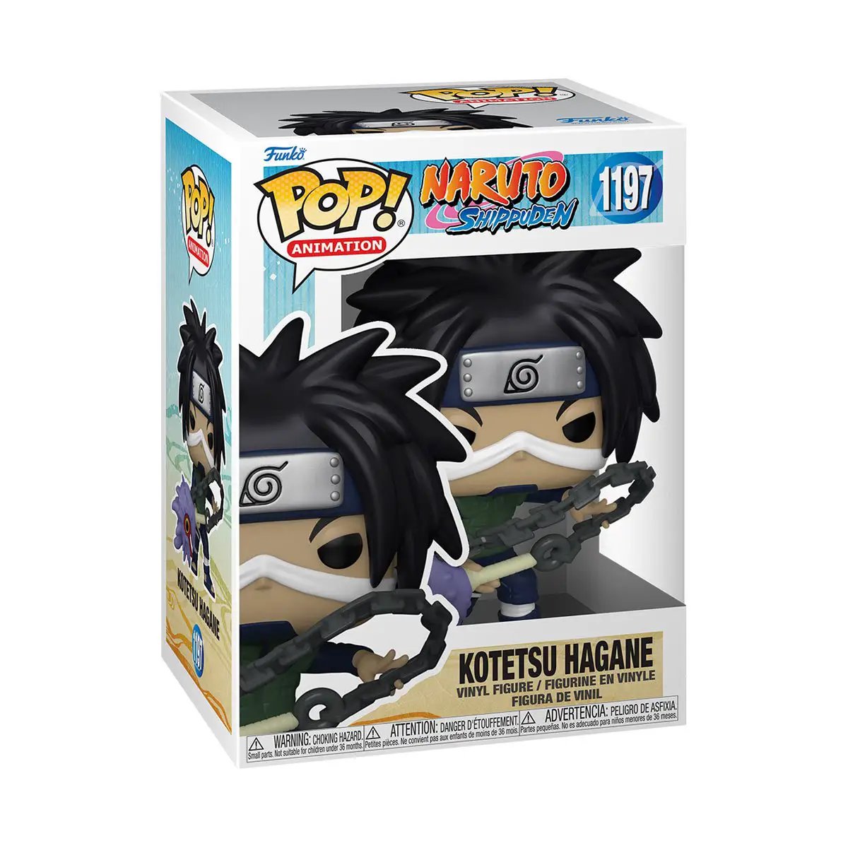 Pop! Animation Naruto Kotetsu Hagane figure with weapon, stylized vinyl collectible from THE MIGHTY HOBBY SHOP.