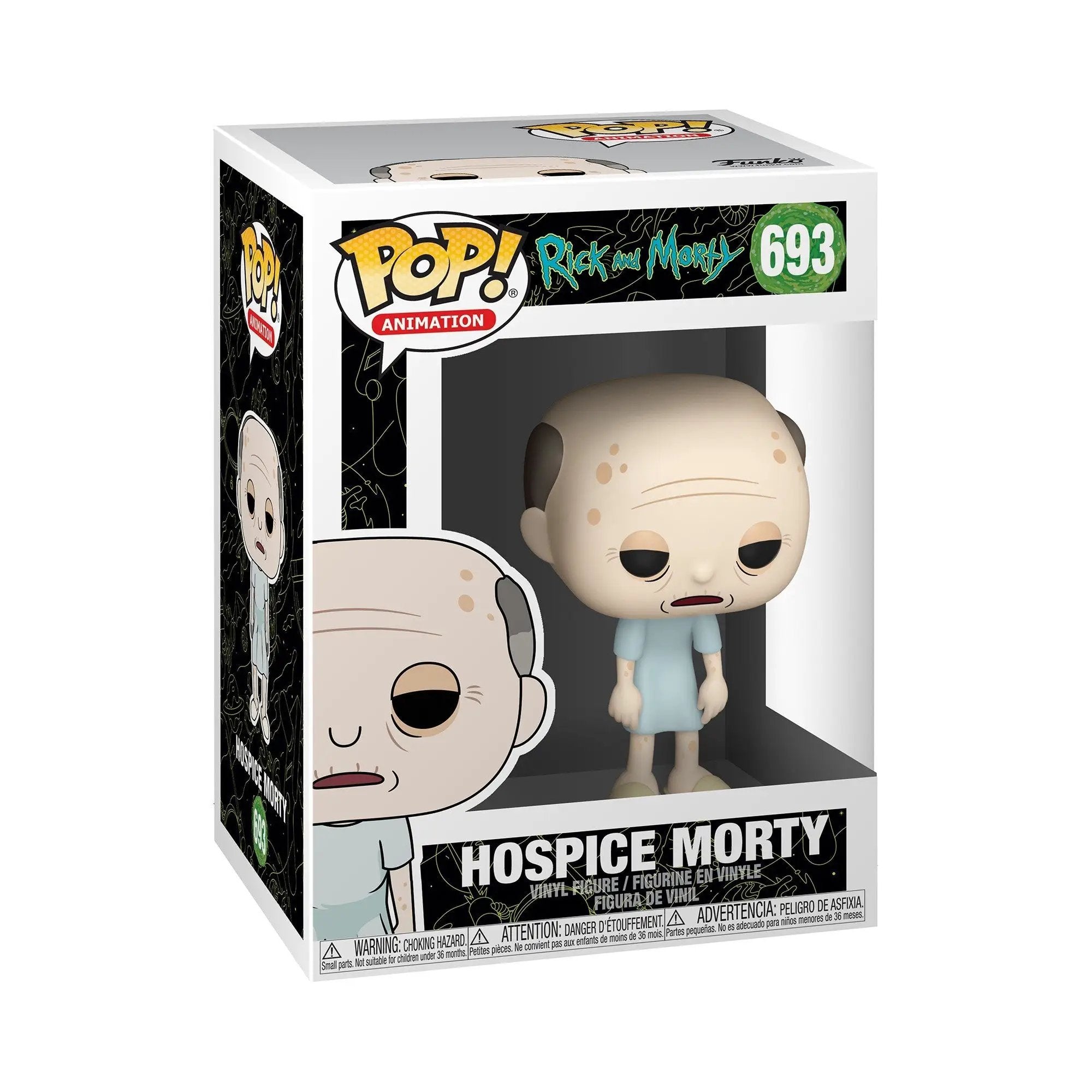 Pop! Animation Rick and Morty Hospice Morty figurine from THE MIGHTY HOBBY SHOP, detailed vinyl collectible on a plain background.