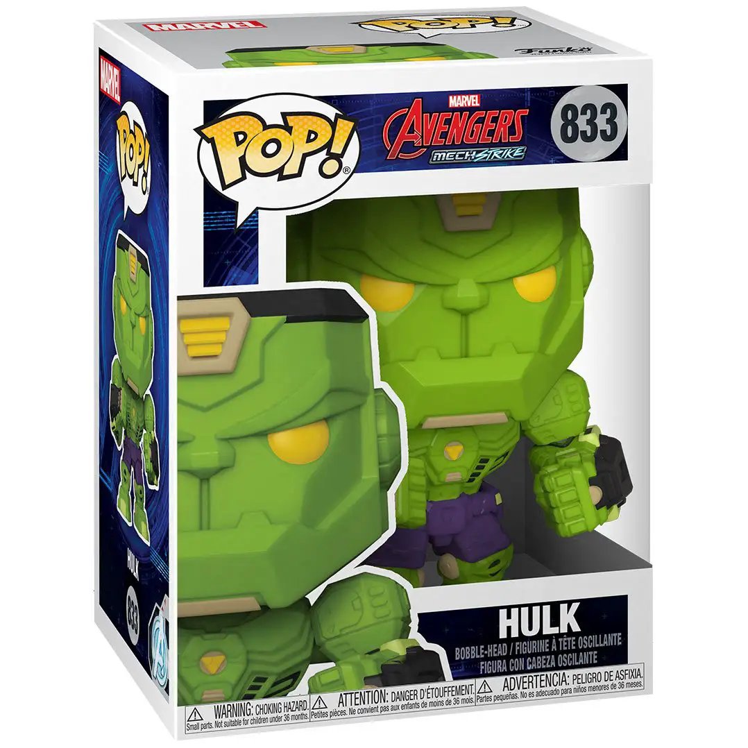 Marvel POP! Mech Hulk figure from The Mighty Hobby Shop, featuring Hulk in a mechanical armored design, collectible vinyl toy.
