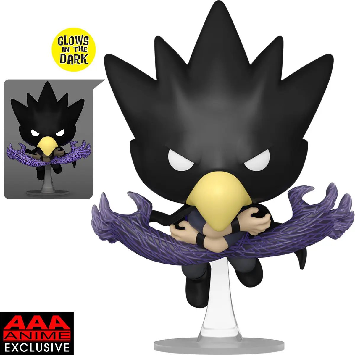 Pop! My Hero Academia Fumikage Tokoyami Fallen Angel glow-in-the-dark figure from THE MIGHTY HOBBY SHOP, featuring detailed design and vibrant colors.