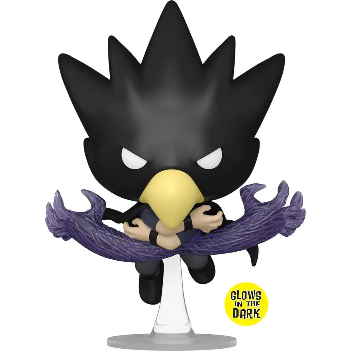 Pop! My Hero Academia Fumikage Tokoyami Fallen Angel glow-in-the-dark figure, AAA Anime exclusive, featuring dark-themed design and character details.