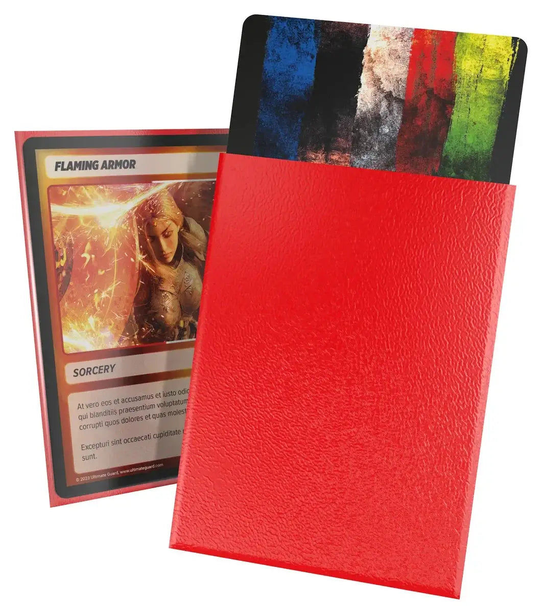 Black Ultimate Guard Cortex Standard Size Sleeves for trading cards, shown in a close-up image.