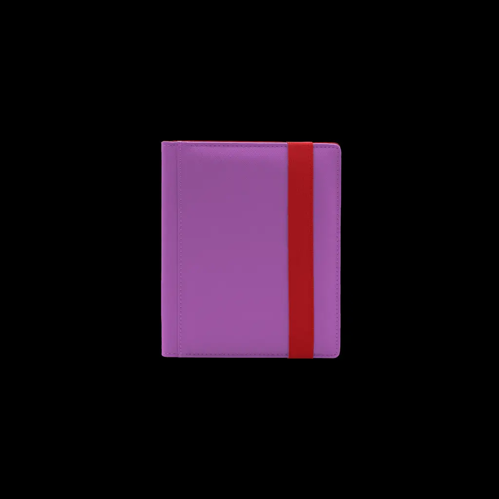 Purple DEX PROTECTION The DEX BINDER 4 from THE MIGHTY HOBBY SHOP, showing a sturdy, colorfully designed binder for collectibles or documents.