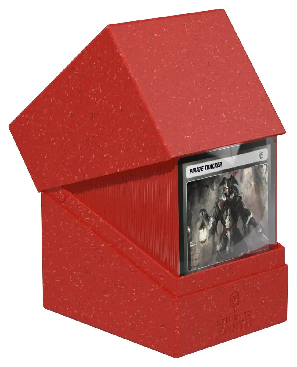 Ultimate Guard Return to Earth Boulder 133+ playing card storage box, sturdy black protector for trading cards.